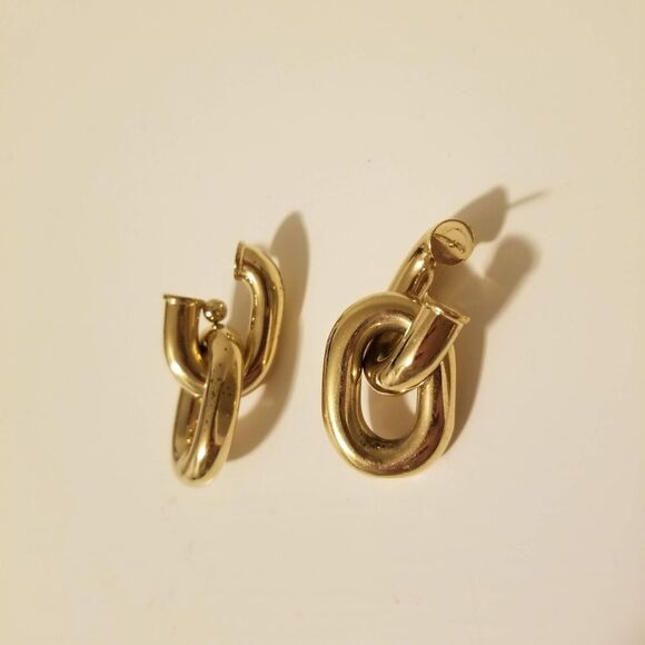 Paco Rabanne Gold Chain Hoop Earrings - Picture 1 of 3